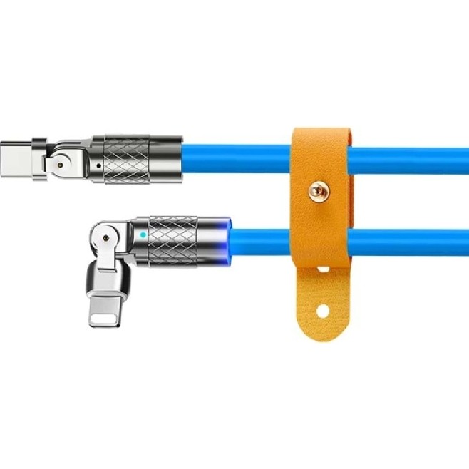 Sprange Apple iPhone 6s Smc-Cl 3.1A Süper Hızlı Şarj Üç Katmanlı 180° Döner Başlık Type-C Lightning Kablo - Mavi Bilgisayar Çevirici ve Adaptörü Fiyatı