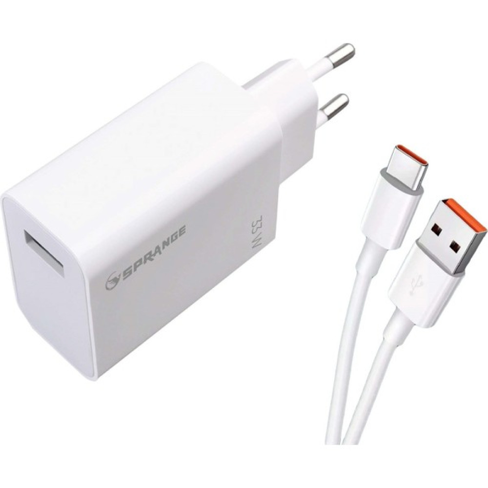 Sprange PTX33 33W Qualcomm Quick Charge 4.0 Şarj Başlık USB -Type-C Data & Şarj Kablosu - Beyaz Cep Telefonu Şarj Cihazı Fiyatı
