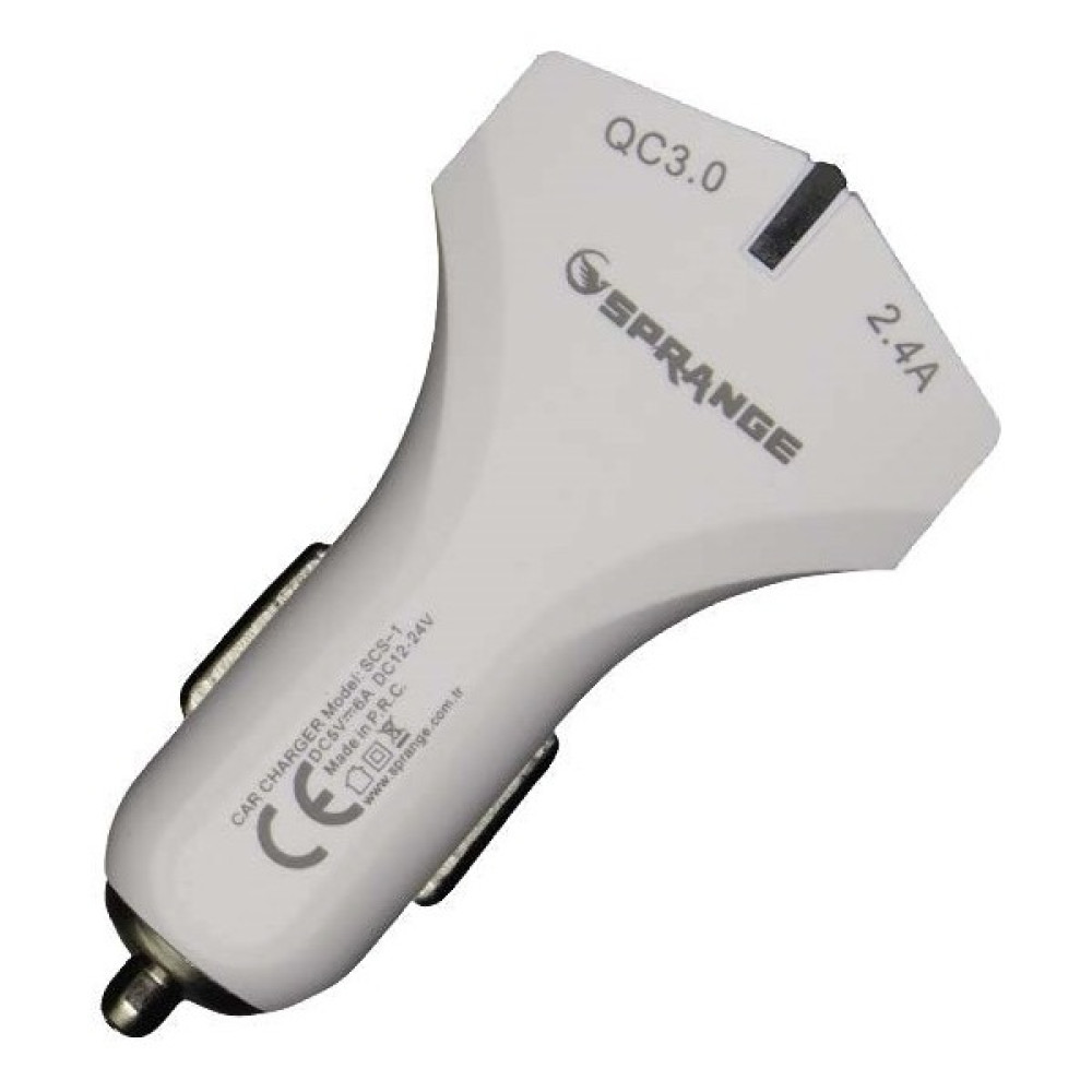 Sprange Scs1 2.4A Qc 3.0 18W Çift USB Girişli Araç Şarjı - Beyaz Cep Telefonu Araç Kiti Fiyatı