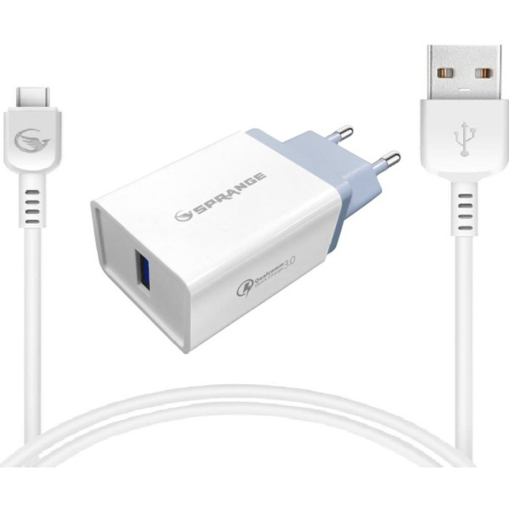 Sprange T30 18W 3A Type-C Usb-A Başlık Data & Şarj USB Kablo - Beyaz Cep Telefonu Şarj Cihazı Fiyatı