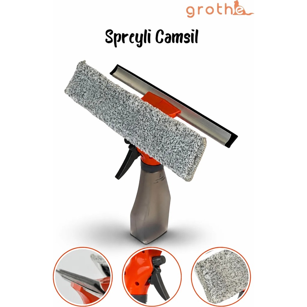 Spreyli Camsil Çekpas Deterjan Su Hazneli Silikonlu Çekçek Microfiber Araba Cam Ayna Temizleyici - 200 ml Diğer Fiyatı
