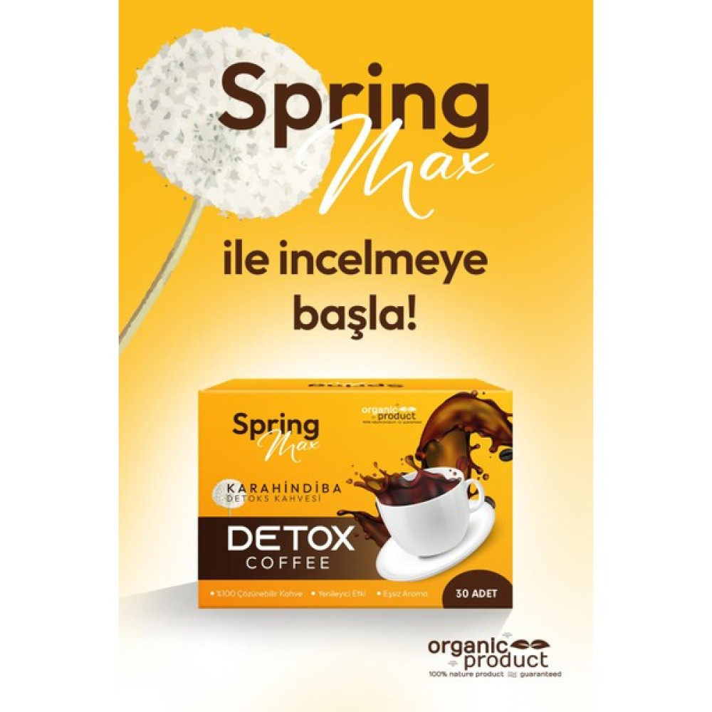 SpringMax Hızlı Etki Coffee Kolajen Detox Hindiba Diyet Kahve 1 Aylık Kullanım Zayiflama ödemm atma - 30 Adet - Granül Kahve Fiyatı
