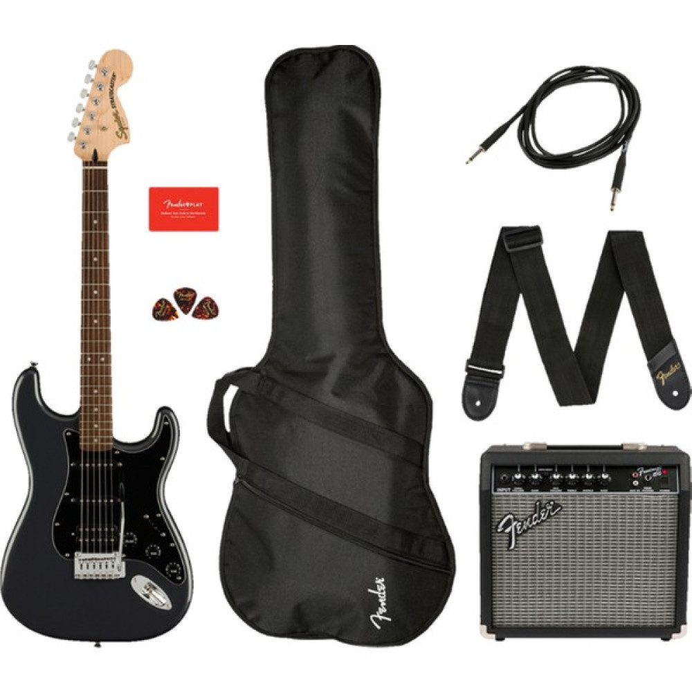 Squier Affinity Strat HSS Frontman 15G Charcoal Frost Metallic Elektro Gitar Seti - Siyah Elektro Gitarlar Fiyatı