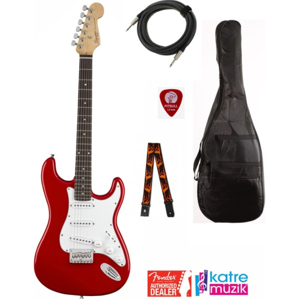 Squier Fender Squier mm Strat Elektro Gitar Seti - Kırmızı Elektro Gitarlar Fiyatı