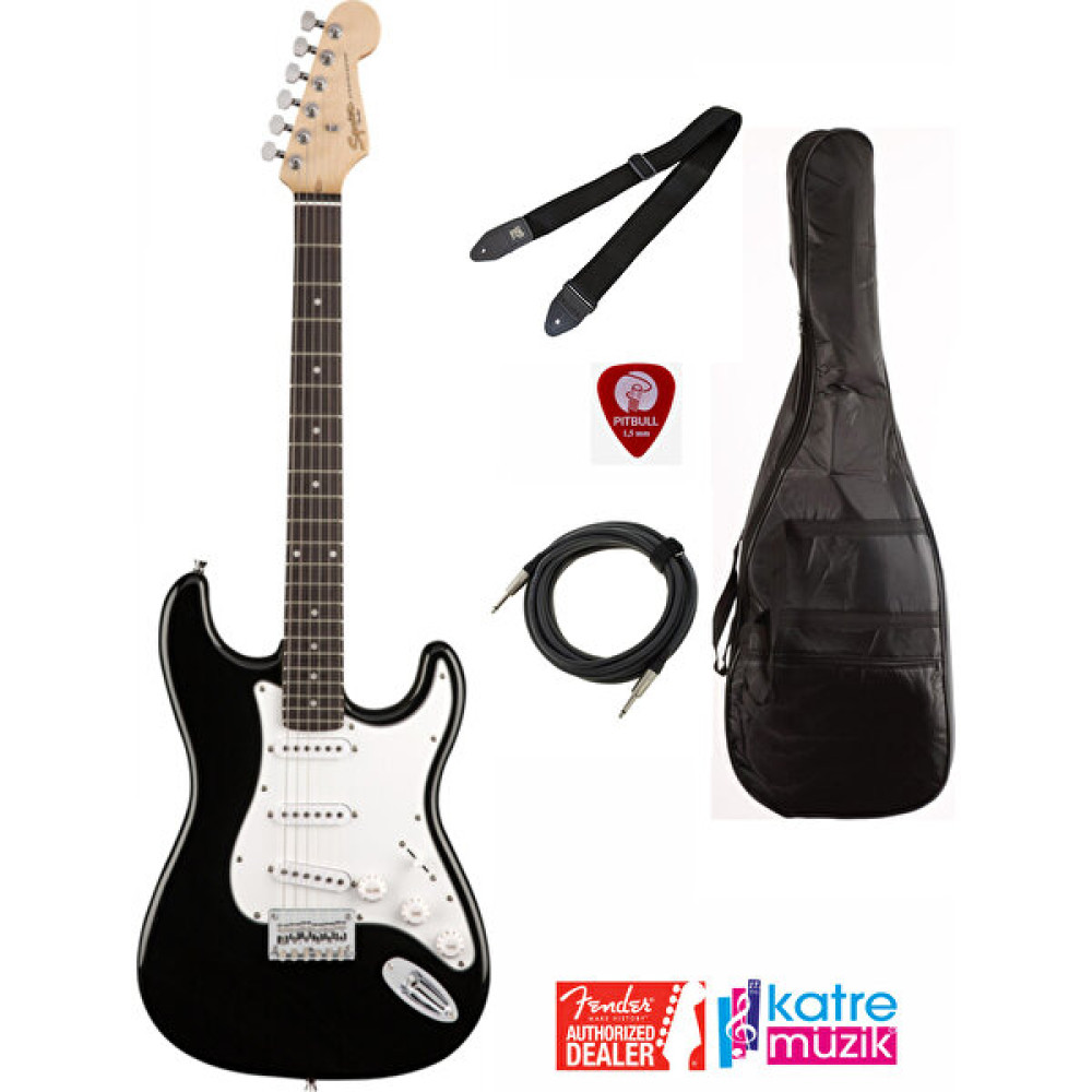 Squier Fender Squier mm Strat Elektro Gitar Seti - Siyah Elektro Gitarlar Fiyatı