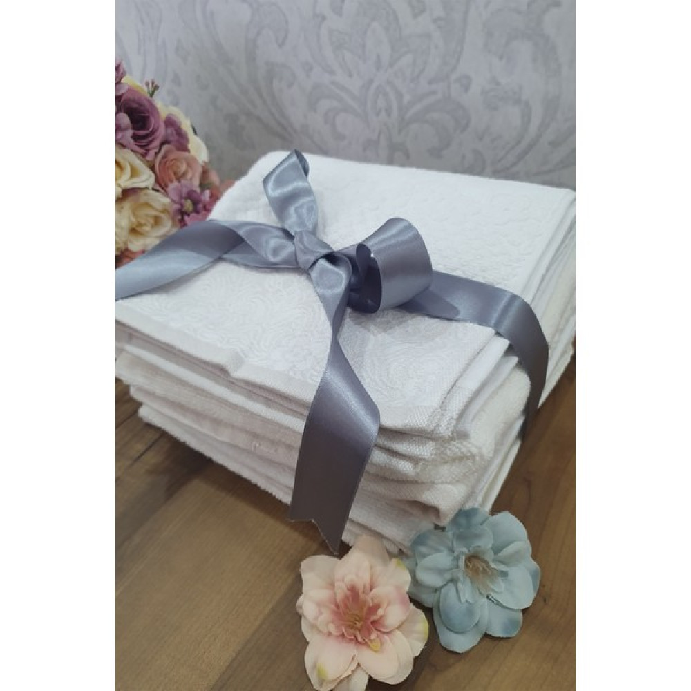 S&r Bambu Havlu Seti El-Yüz Havlusu 4'lü Çeyiz Seti 50X90 cm - 50 x 90 cm - Krem - Beyaz El / Yüz Havlusu Fiyatı