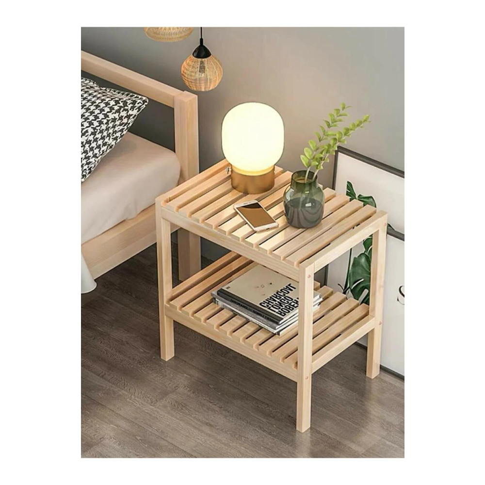SRKYHOME CONSEPT MKGRUP Masif Ahşap Yatak Odası Yanı Izgaralı Raf Yan Sehpa Fiyatı