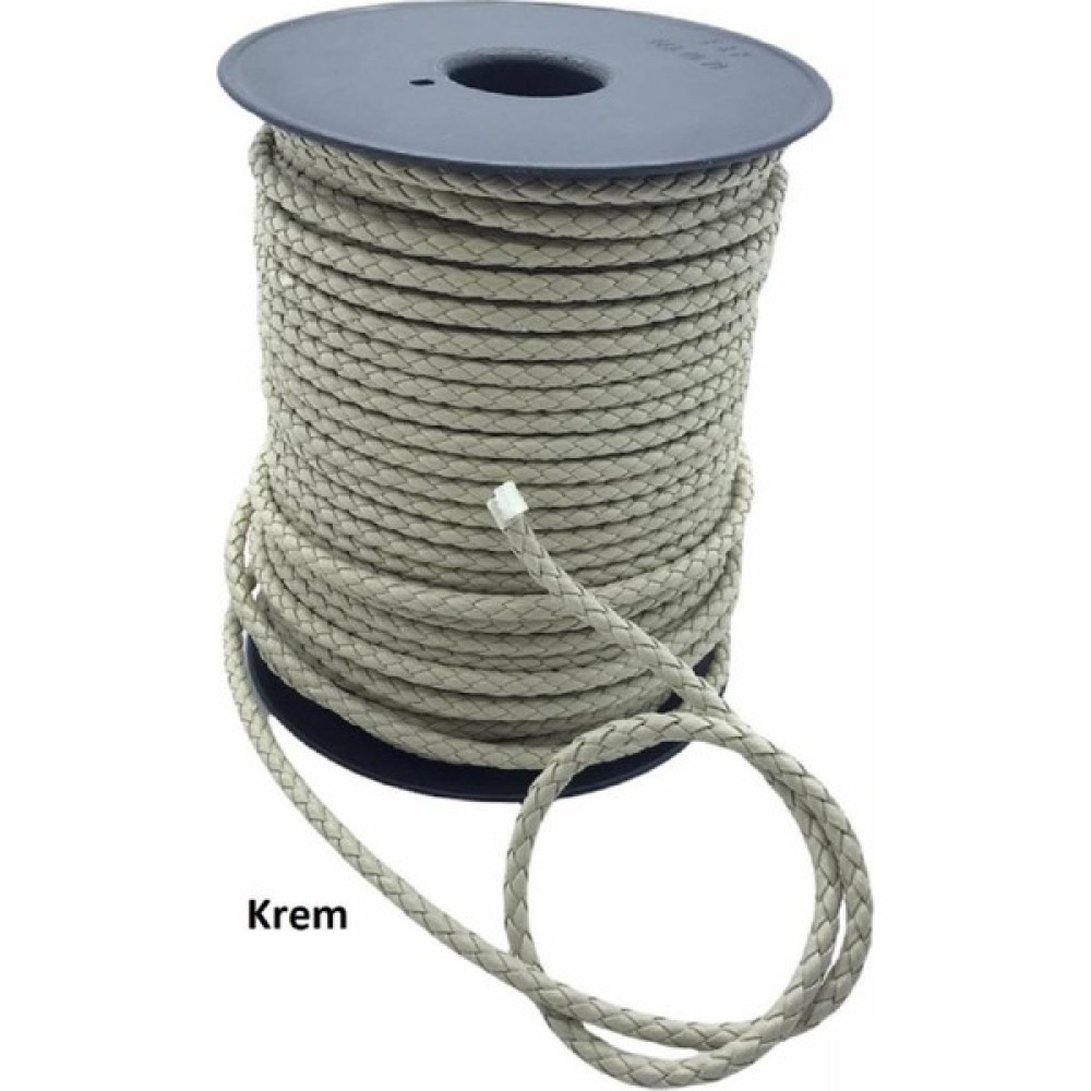 SRTfootcare Bileklik ve Anahtarlık Için Yuvarlak Örgü Suni Deri Kordon 5mm 1 Metre - 1 mt - Krem Saat ve Bileklik Aksesuarı Fiyatı