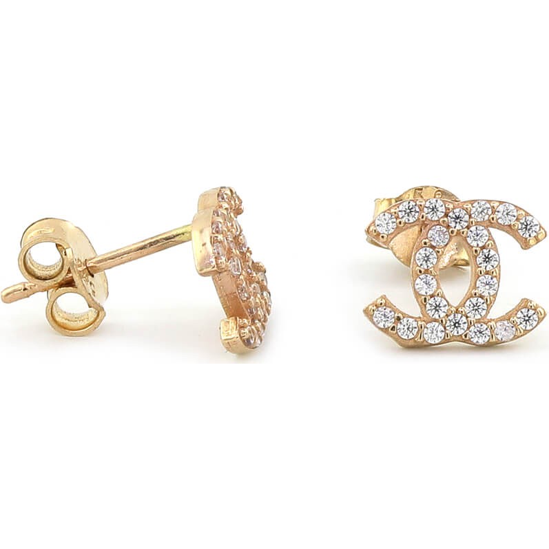 SS Selin Silver C Küpe Taşlı Model Gold, Rose ve Gümüş Renk 925 Ayar Gümüş Küpe - Gold Diğer Fiyatı