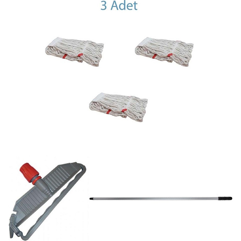 Sska Geniş Yedek Islak Paspas Mop Takımı Seti - 3 Adet Geniş Islak Mop Başlığı + Metal Sap + Mop Tutucu - Renkli Araca Özel Paspaslar Fiyatı