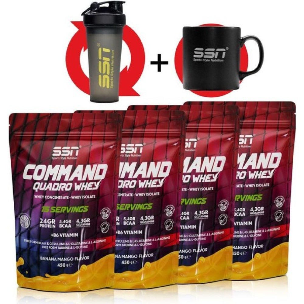 Ssn Command Quadro Whey 30 gr x 60 Sachets 1800 gr Mıx 6(Muz-Muz) Protein Tozları Fiyatı