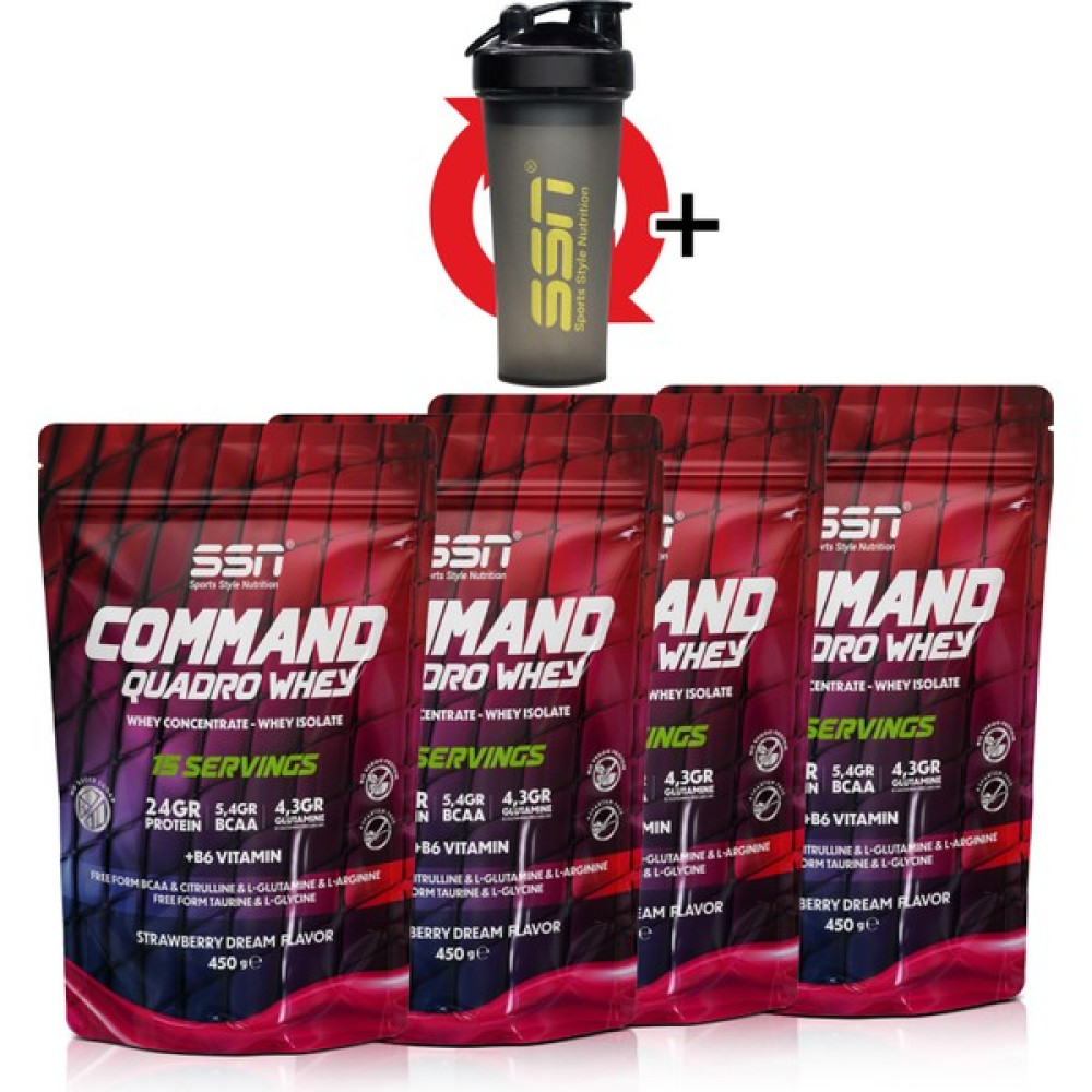 Ssn Command Quadro Whey 30 gr x 60 Sachets 1800 gr Mıx4 (Çilek-Çilek) Protein Tozları Fiyatı