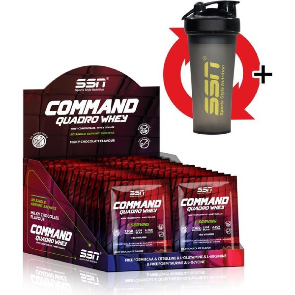 SSN Sports Style Nutrition Ssn Command Quadro Whey 30 gr x 30 Sachets 900 gr Çikolata Protein Tozları Fiyatı