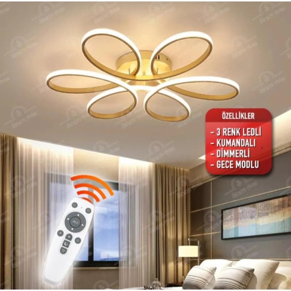 St Aydınlatma Luxor 60 cm 3 Renk,kumandalı Salon,Oturma Odası,Yatak Odası için Plafonyer Avize - Eskitme Avize Fiyatı