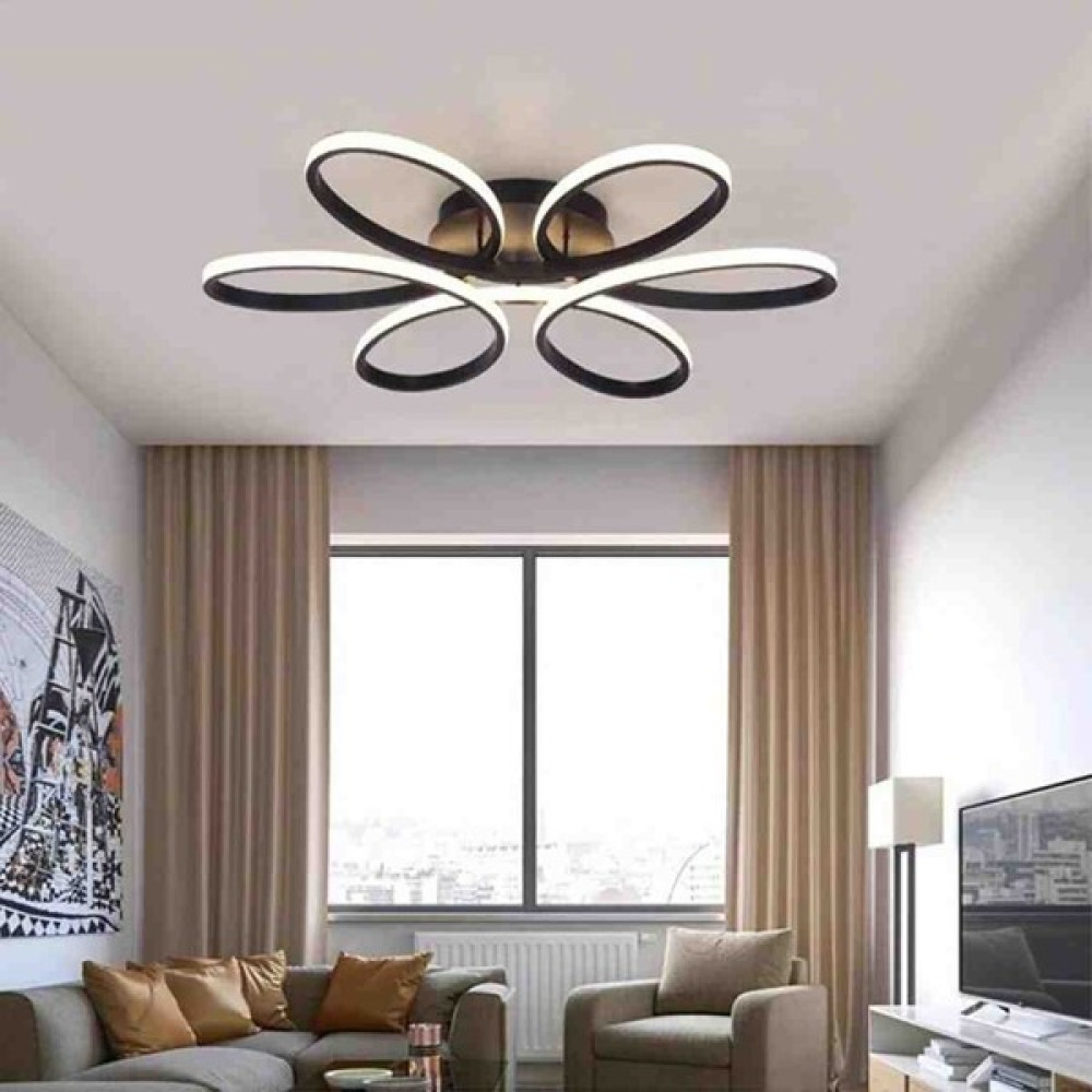 St Aydınlatma Luxor Oturma Odası,Salon,Yatak Odası İçin Siyah Kasa Beyaz LED Işıklı Plafonyer Avize 60 cm Avize Fiyatı
