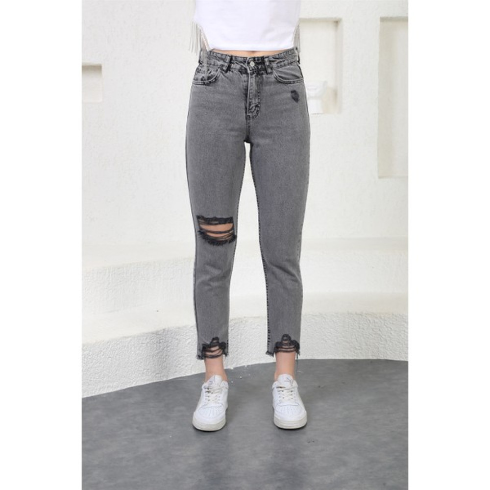 ST Conception Kadın Tek Diz Detaylı Mom Jeans Bayan Jeans / Kot Pantolon Fiyatı