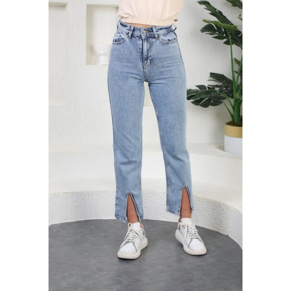 ST Conception Kadın Yırtmaç Paça Detaylı Mom Jeans Bayan Jeans / Kot Pantolon Fiyatı