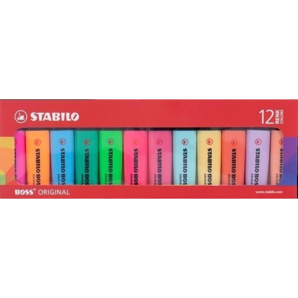 Stabilo Fosforlu Kalem Boss 12'li (6 Pastel + 6 Floresan) Fosforlu Kalem Fiyatı