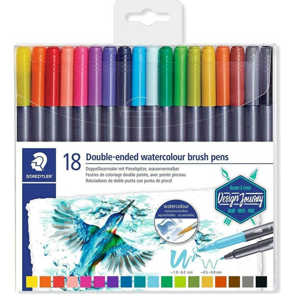 Staedtler 3001 TB18 Marsgraphic Duo Fırçalı Çift Taraflı Keçeli Kalem 1.0-6.0mm 18li Keçe Uçlu Kalem Fiyatı