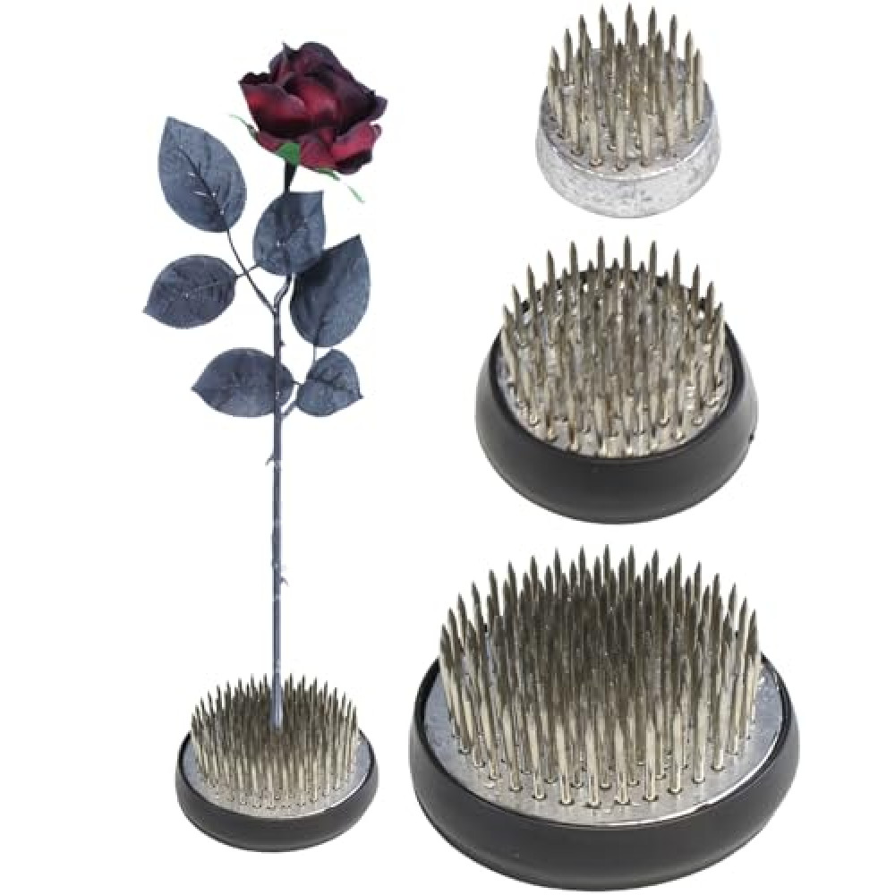 Stainless Floral Frogs Kenzan, Round Metal Flower Frog Vase Arranger Pin Holder for Ikebana, DIY Flower Craft Arrangements, Set of 3 (Silver)