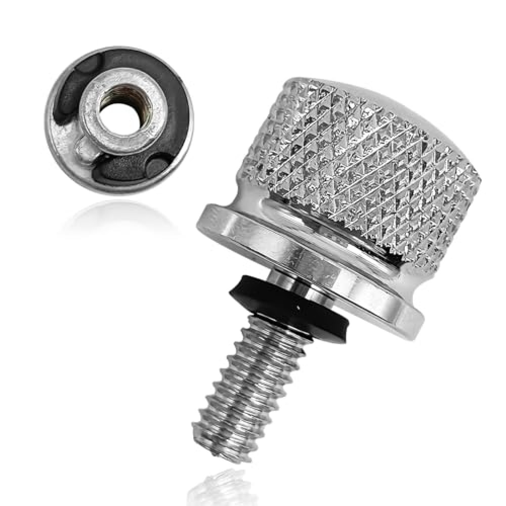 Stainless Motorcycle Seat Bolt Kit, 1/4-20 Thread Fender Seat Nut Kit Compatible with Harley Davidson 1996-2024, Silver