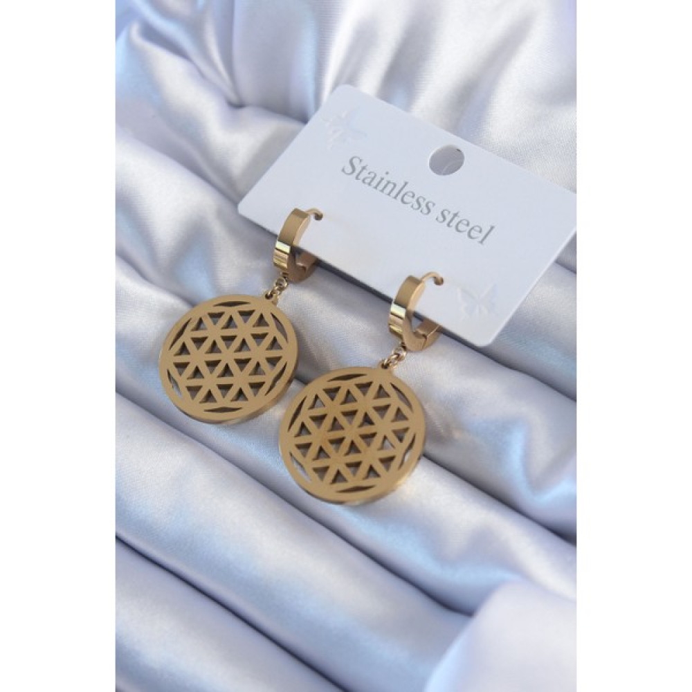 Stainless Steel 316L Çelik Gold Renk Lotus Model Kadın Küpe Bijuteri Küpe Fiyatı