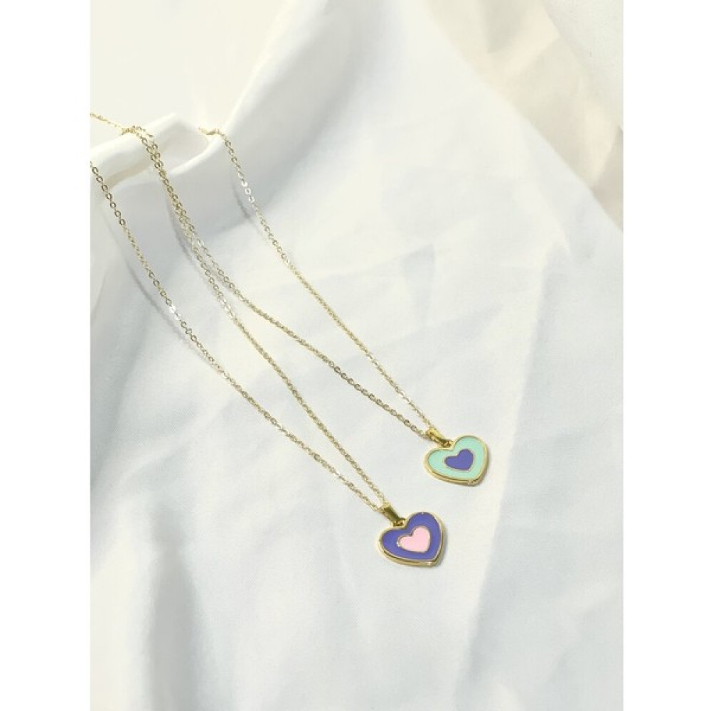 Stainless Steel Double Love Arkadaşlık Kolyesi - Gold Bijuteri Kolye Fiyatı