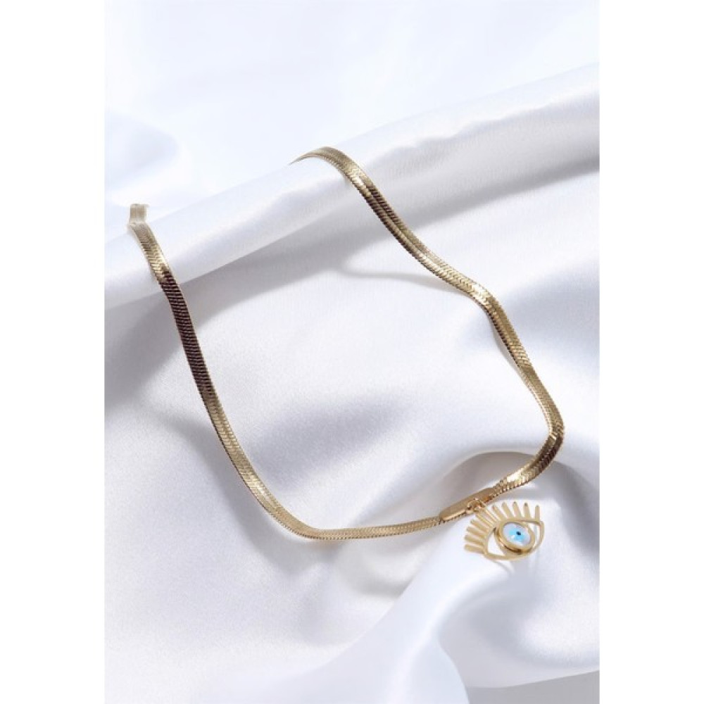 Stainless Steel Renkli Göz Lucky Motifli Gold Paslanmaz Çelik Kolye - 45 cm Altın, Takı & Aksesuar Fiyatı