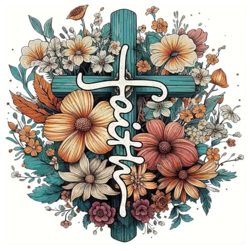 Stamped Cross Stitch Kits for Adults - Cross Flower Embroidery Kits for Beginners Adults,11 CT Patterns Dimensions Counted Cross Stitch Kits for Adults Arts Craft 13.8x13.8 inch ﻿