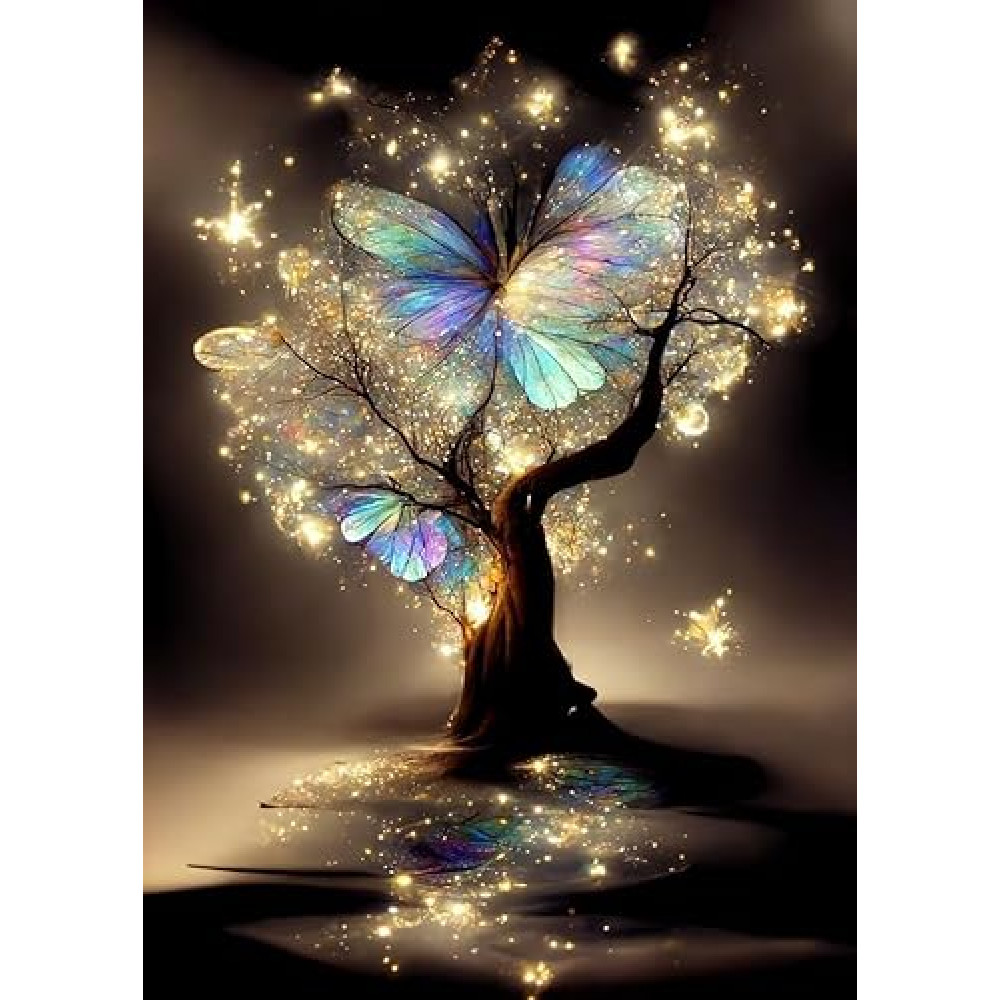 Stamping Cross Stitch Kits for Adults,Tree of Life Butterfly Cross Stitch Kits for Beginners, Needlepoint Cross-Stitch Patterns Embroidery Kits Arts and Crafts for Home Decor 11.8*15.7 Inch