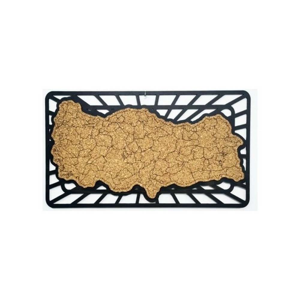 Standarts Türkiye Haritalı Dekoratif Mantar Pano Siyah - Kahverengi 17 x 30 cm Pano Fiyatı