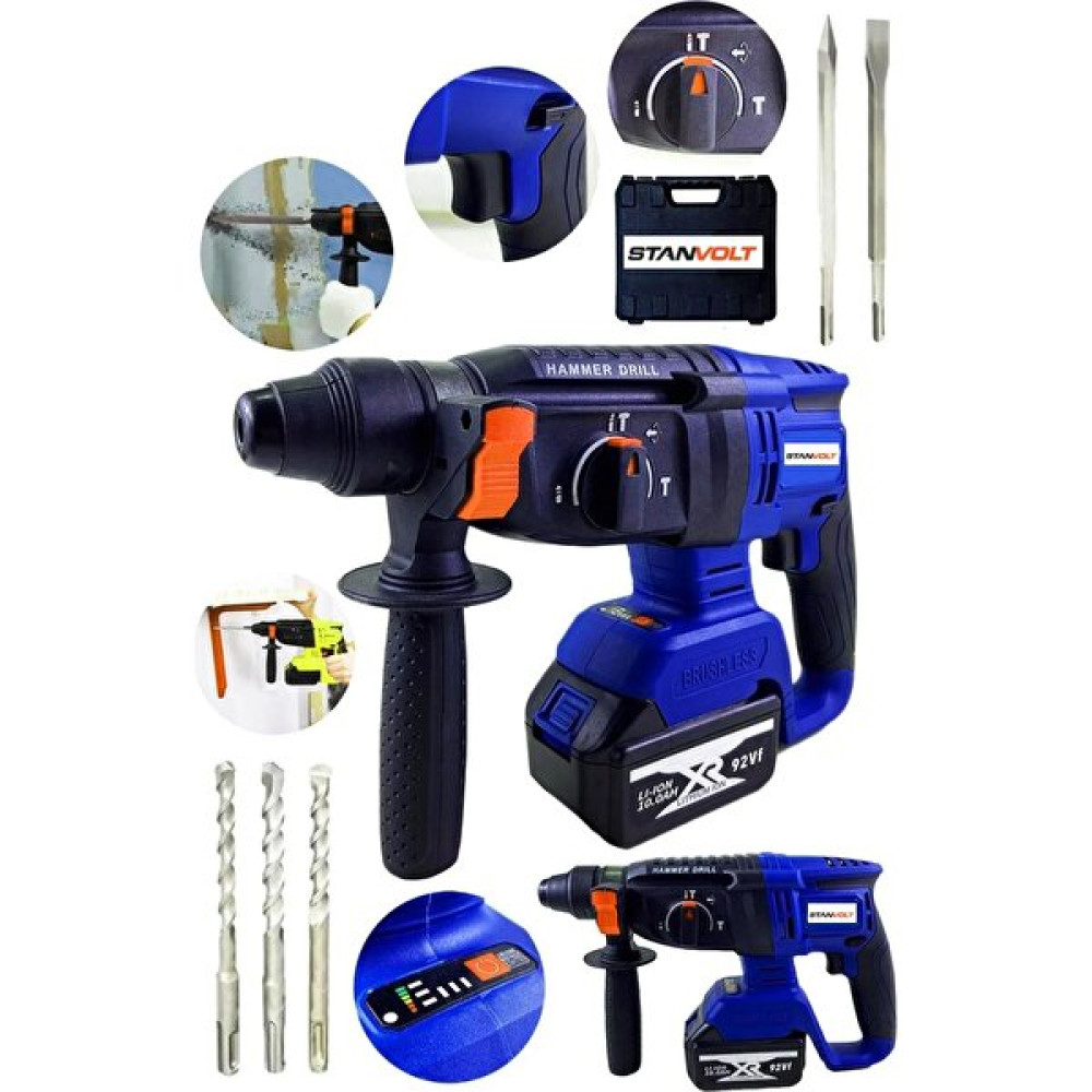 Stanvolt Alman Teknoloji 92 Vf 10 Ah 7 Joule Darbeli Kömürsüz Motor Çift Akülü Şarjlı Kırıcı Delici Hilti Kırıcı Deliciler & Kırıcılar Fiyatı