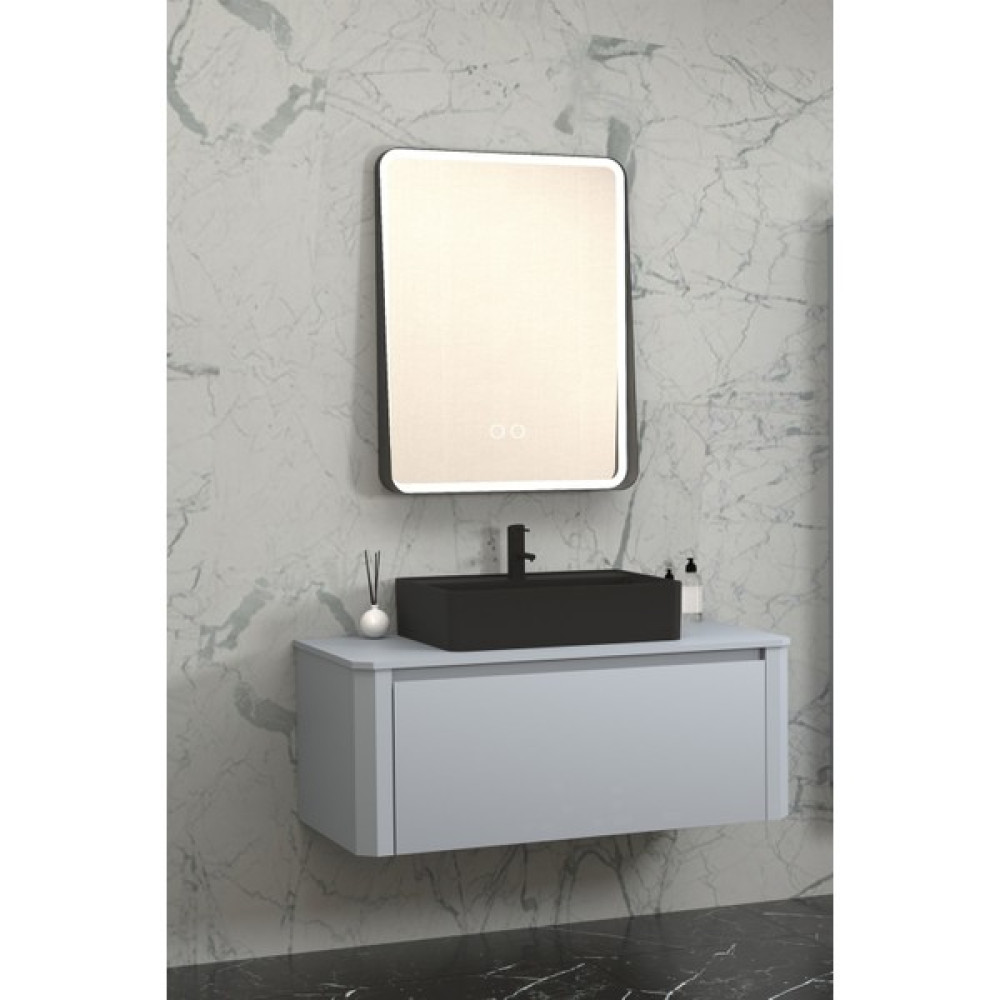 Star 100 cm Siyah Lavabolu Banyo Dolabı - Gri (Boy Dolap Hariç) Banyo Dolabı / Mobilyası Fiyatı