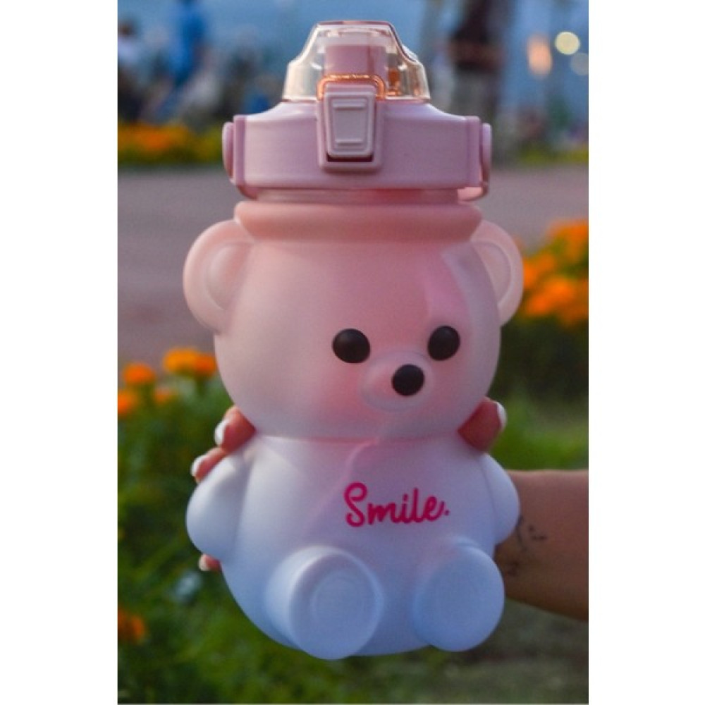 Star Global 1,2 Litre Motivasyon Matarası Ayıcık Desenli Büyük Boy Plastik Su Şişesi Suluk Sticker Hediyeli STRGLBL75 - Karışık Renkli Hediyelik Eşya Fiyatı
