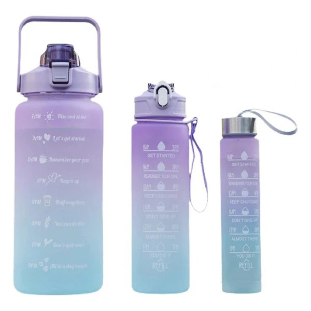 Star Global Su Matarası Su Şişesi Suluk 3 'lü Set 2 lt + 900 ml + 600 ml Motivasyonel Tritan Spor Salonu Su Şişesi Suluk Suluk Fiyatı