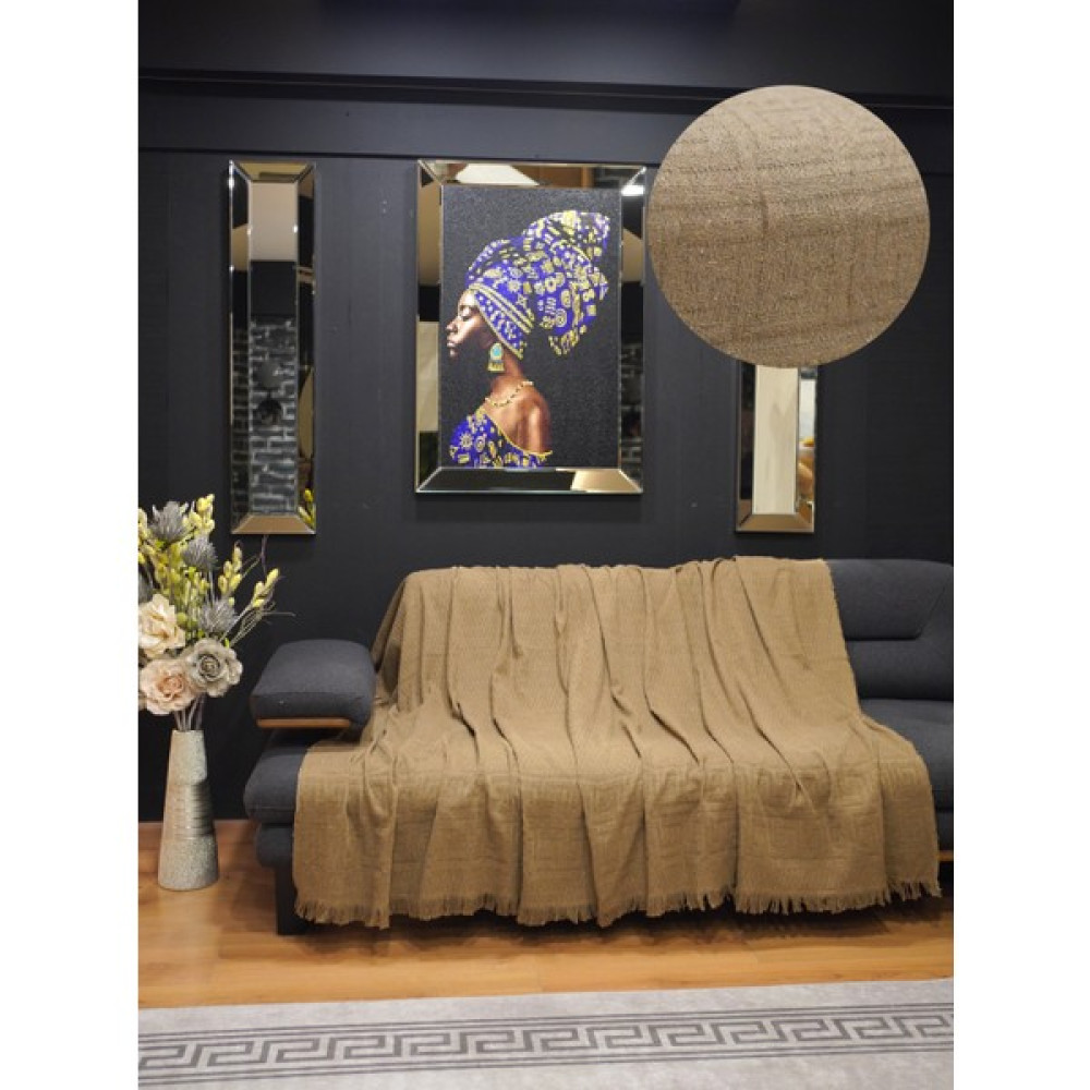 Star Home %100 Pamuklu Ekru Koltuk Örtüsü Koltuk Şalı - Karamel - 170 x 220 cm Koltuk & Kanepe Örtüsü Fiyatı