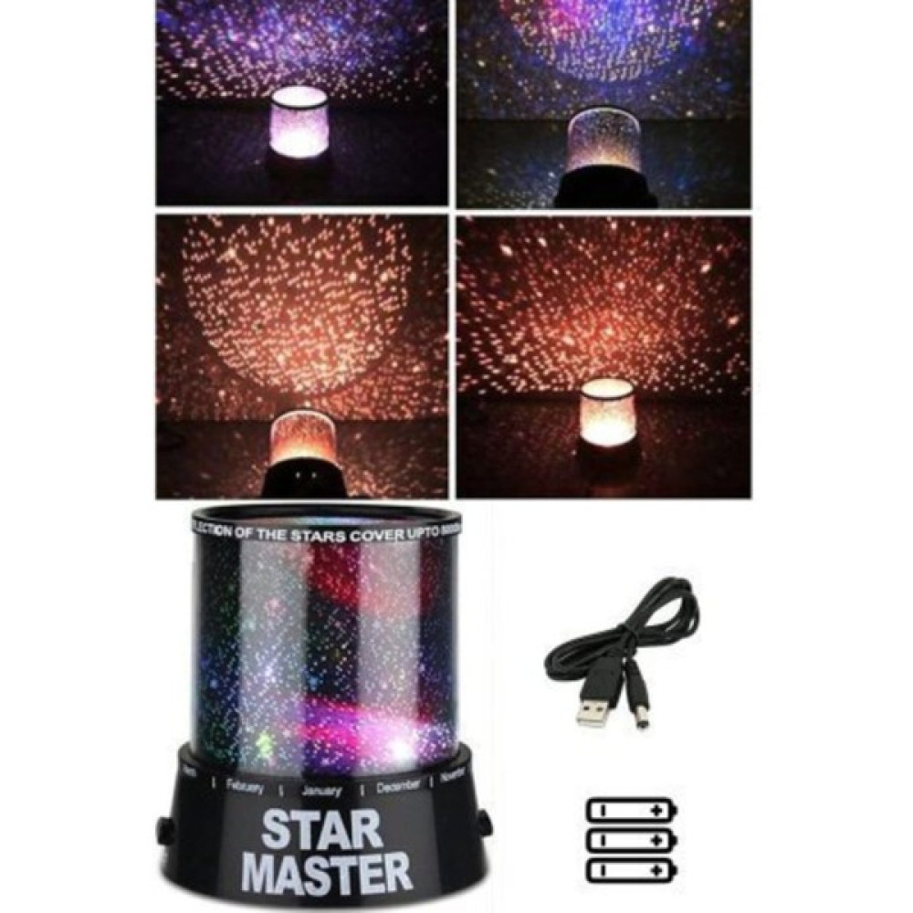 Star Master Gece Lambası Projektör 180 Derece Ayarlanabilir Farklı Görüntü - Çocuk Odası - Siyah Gece Lambası Fiyatı