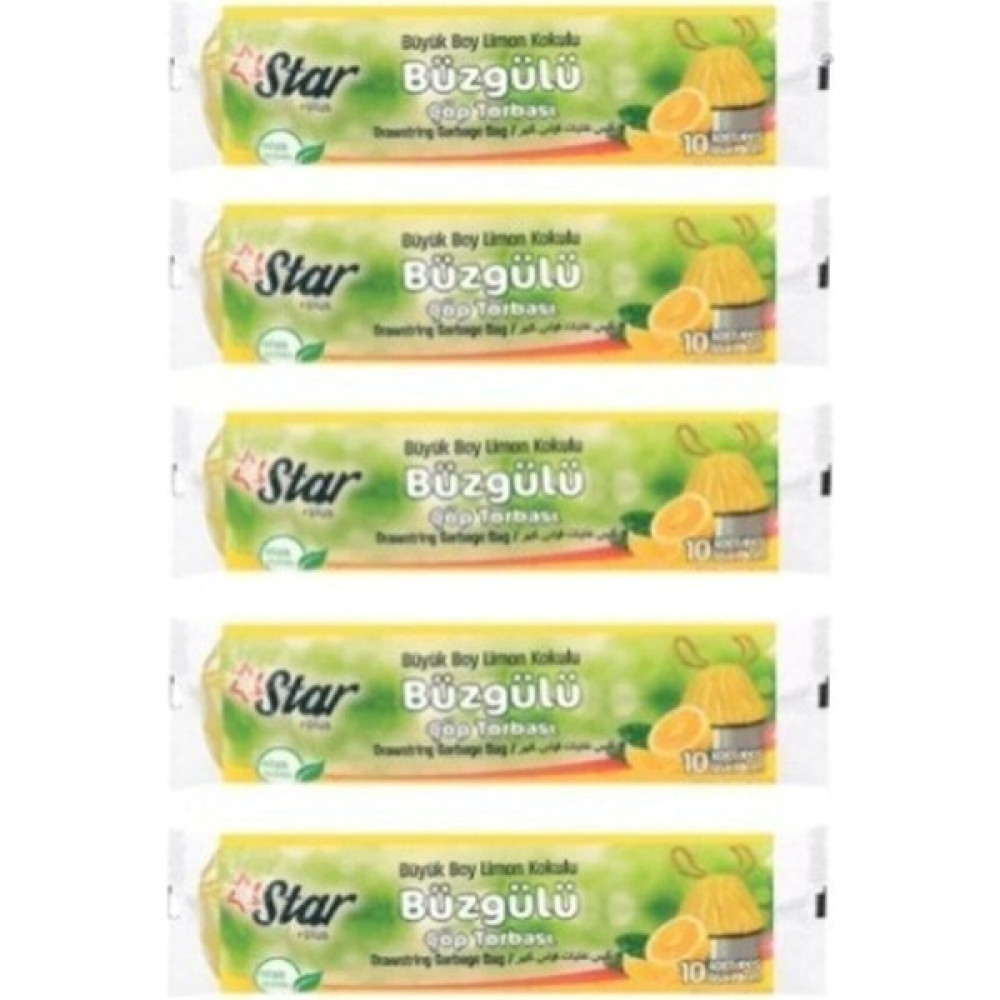 Star Plus Büyük Büzgülü Çöp Torbası Poşeti Büyük Boy 65 x 70 cm Limon Kokulu 5 Rulo = 50' li Oto Boyaları Fiyatı