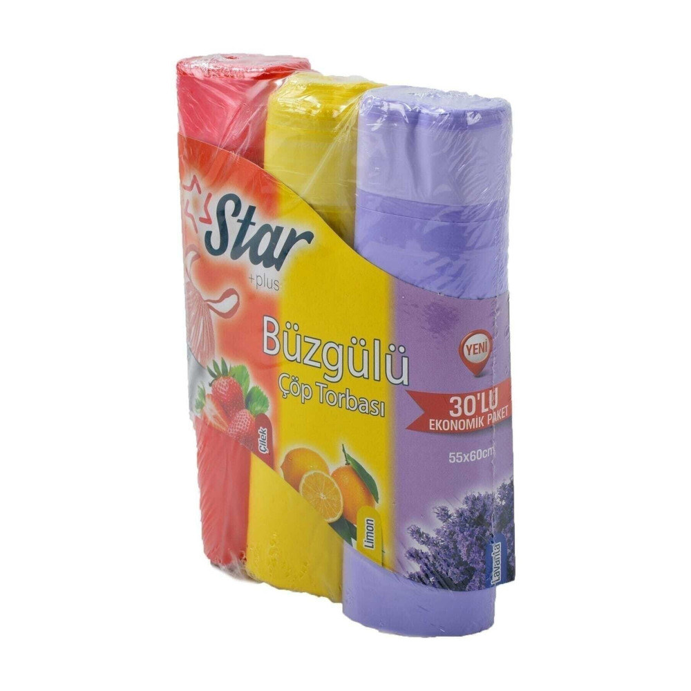 Star Plus Büzgülü Çöp Torbası 55x60 Cm 3 Lü Eko Paket Lavanta-çilek-limon Kokulu Çöp Poşeti Çöp Poşetleri Fiyatı