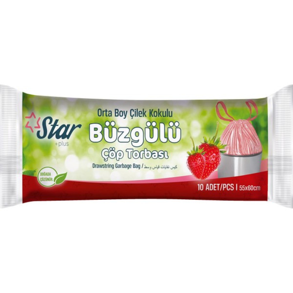 Star Plus Büzgülü Çöp Torbası Orta Boy 55X60 cm. Çilek Kokulu (1 Koli)=(50 Rulo Paket) - 55 x 60 cm Oto Boyaları Fiyatı