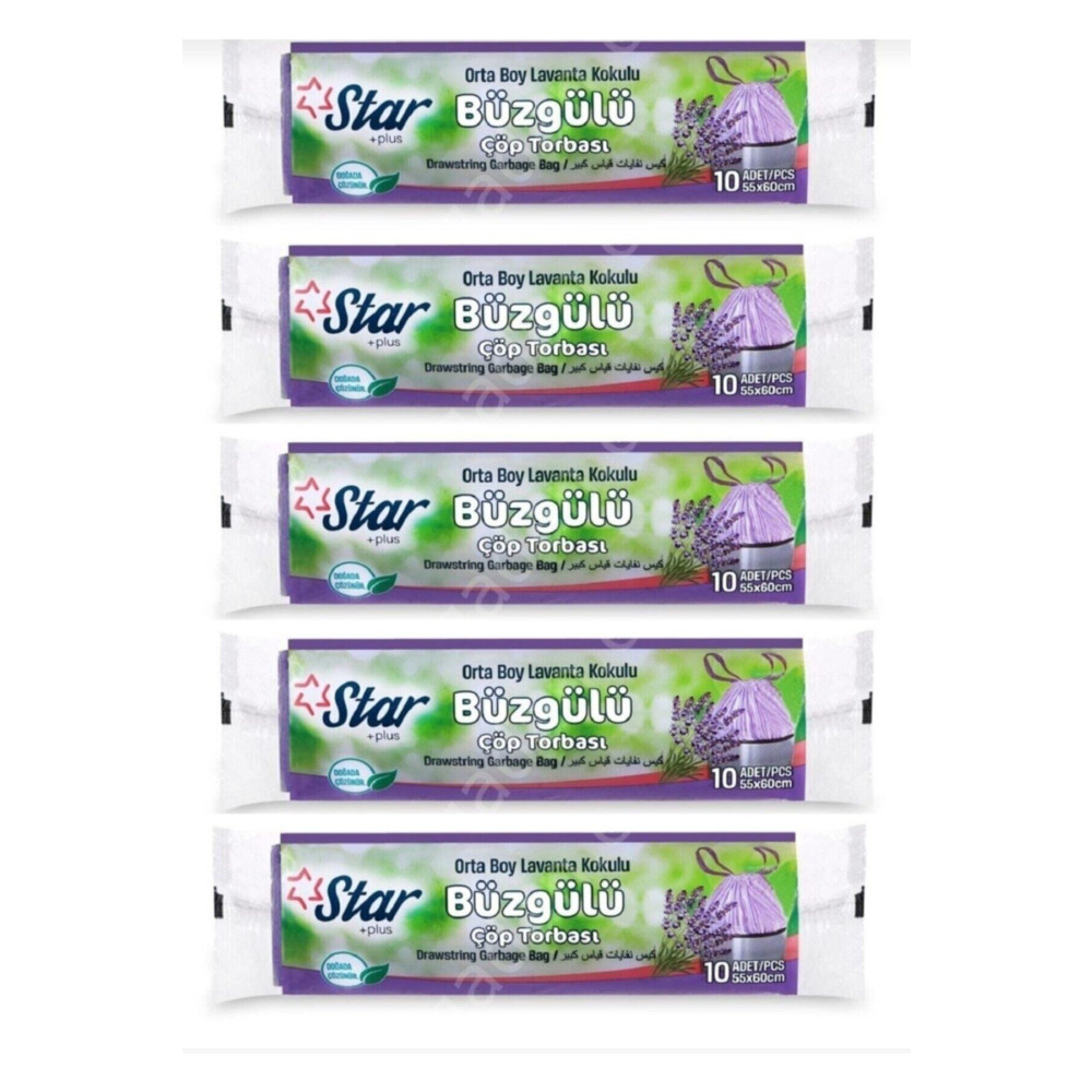 Star Plus Lavanta Kokulu Büzgülü Çöp Poşeti 5 Paket Çöp Poşetleri Fiyatı