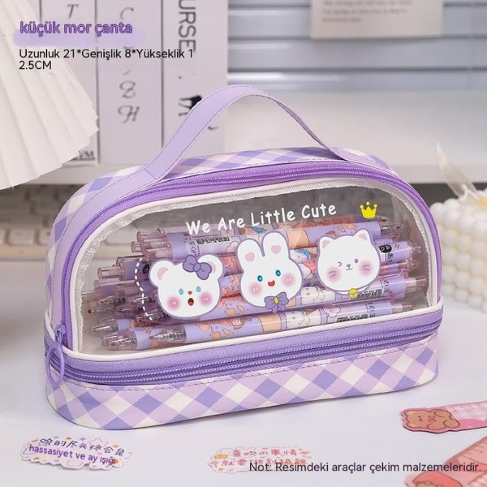 Star Shop Öğrenci Büyük Kapasiteli Çift Katmanlı Şeffaf Kalem Kutusu Kırtasiye Kutusu (Yurt Dışından) Kalemlik (Kalem Kutusu) Fiyatı