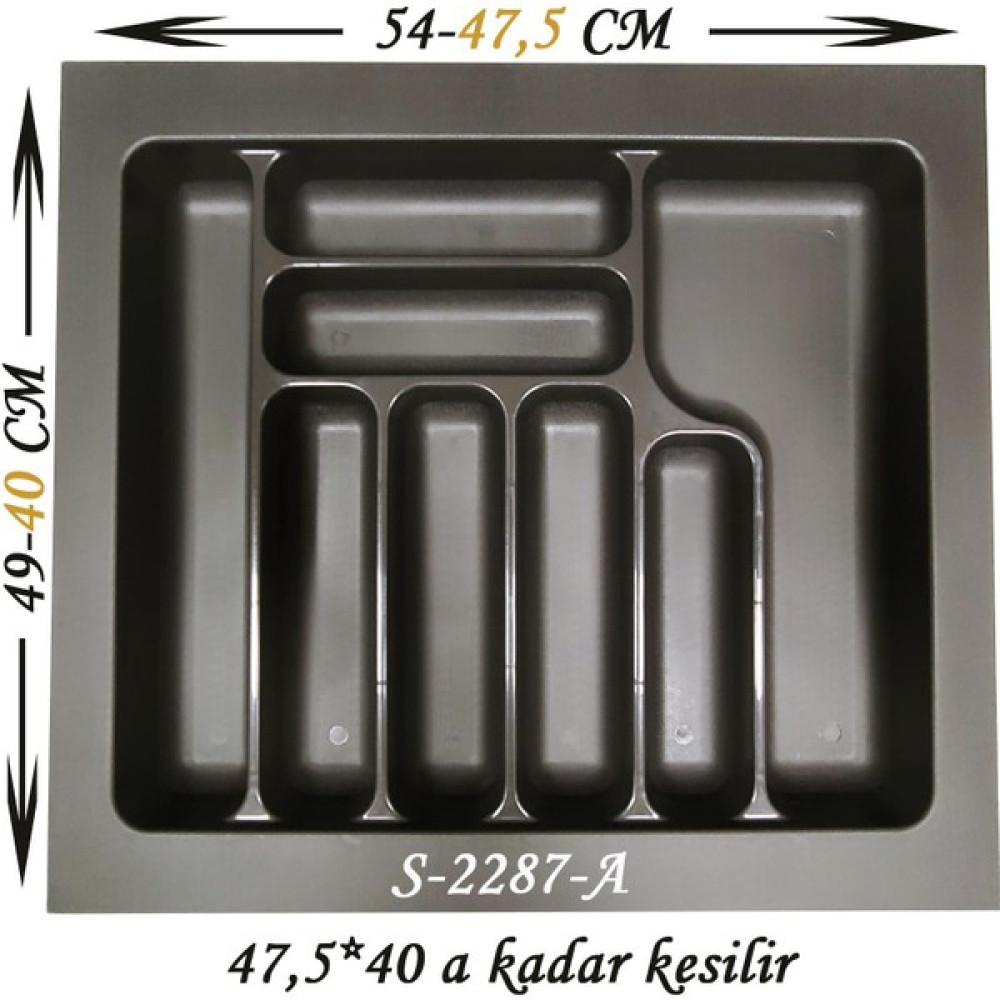 Starax Çekmece Içi Plastik Kaşıklık Antrasit Antibakteriyel S-2287-A En:54-47,5 D:49-40 cm Arası Kesilebilir 8 Göz 60 cm Modül - 1 Adet Pratik Mutfak Gereçleri Fiyatı