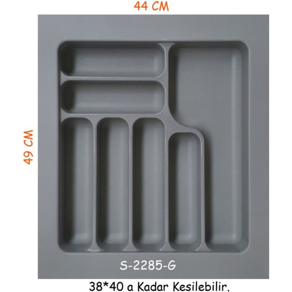 Starax S-2285-G Çekmece İçi Plastik Kaşıklık Gri En:44-37,5 D:49-40 cm. Arası Kesilir 7 Göz - 44 x 49 cm Pratik Mutfak Gereçleri Fiyatı