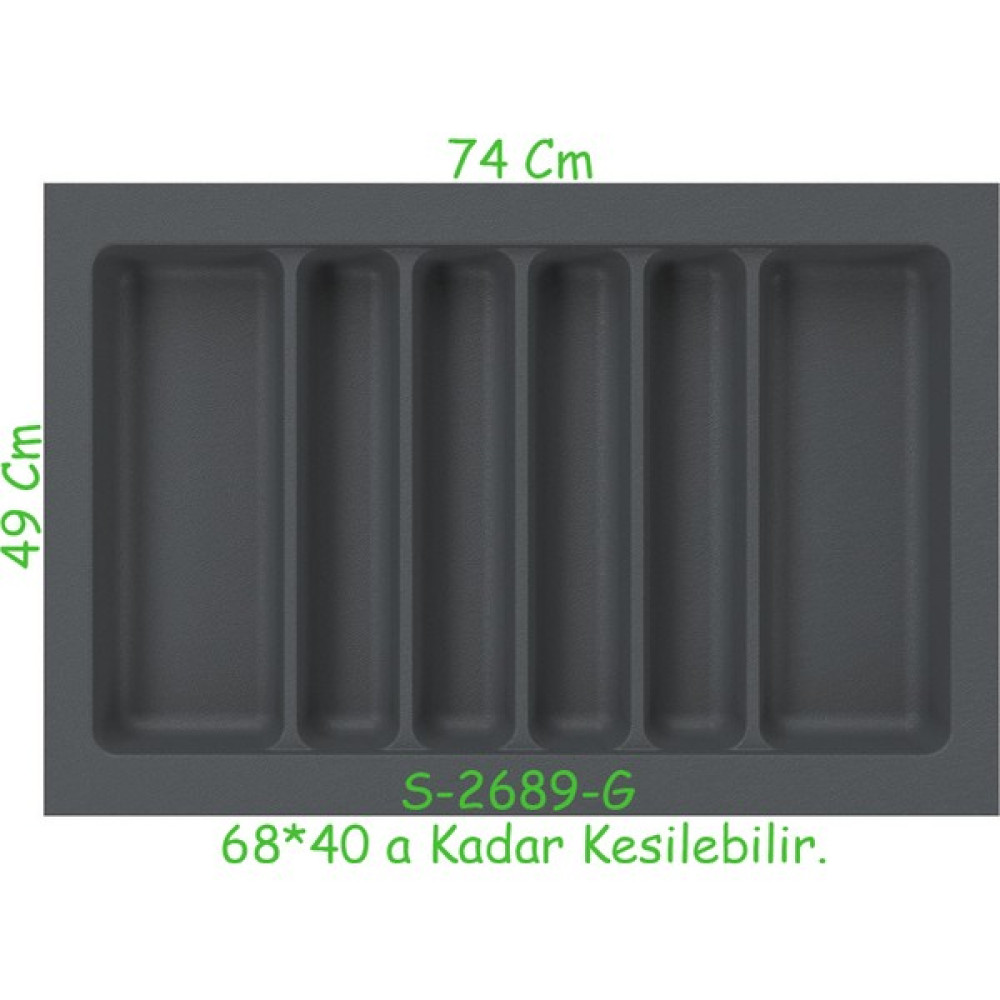 Starax S-2689-g Çekmece İçi Plastik Kepçelik Gri En:74-68 D:49-40 cm. Arası Kesilir 6 Göz - 74 x 49 cm Pratik Mutfak Gereçleri Fiyatı