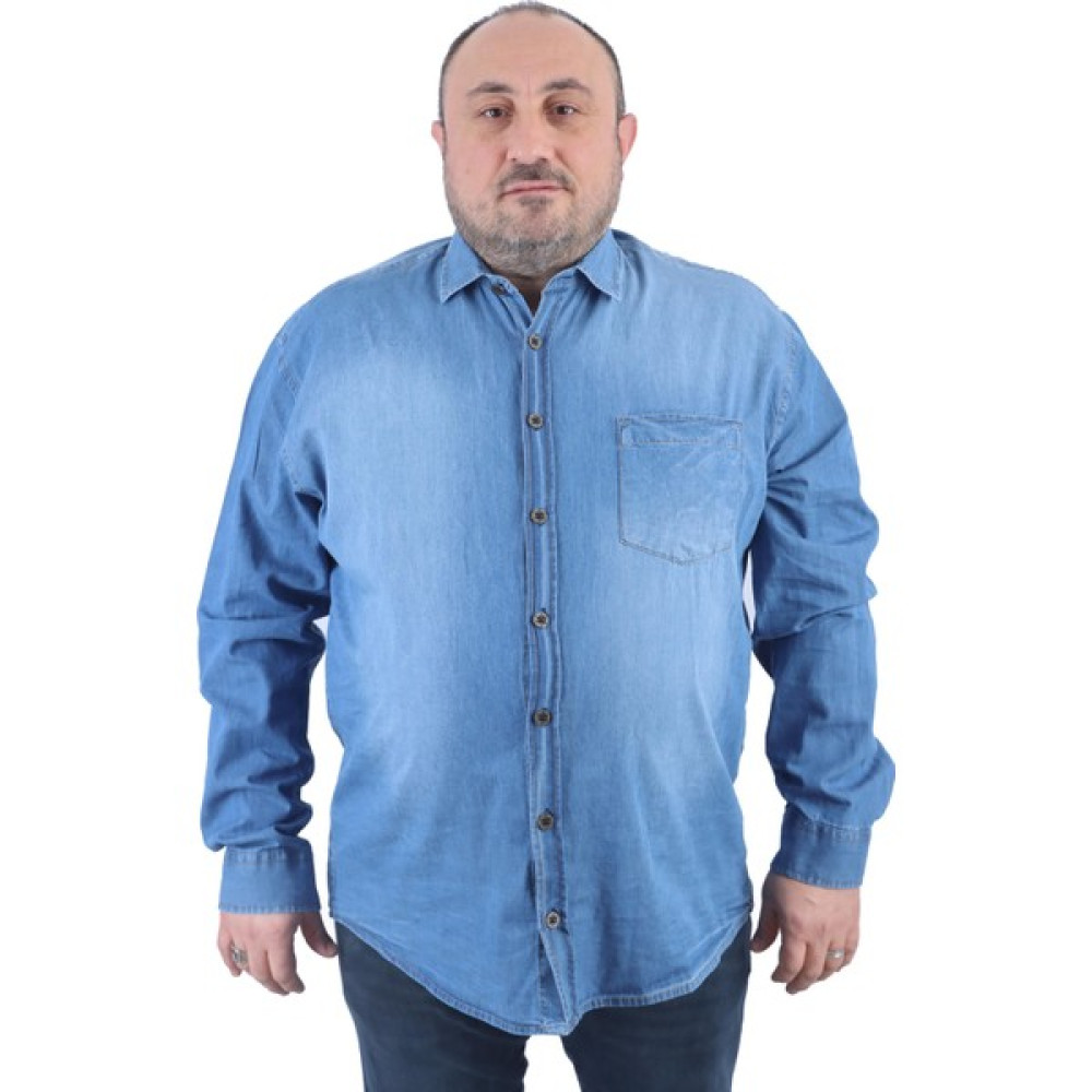 Starbattal Büyük Beden Gömlek Kot Uzun Kol Mavi 22311 Erkek Gömlek Fiyatı