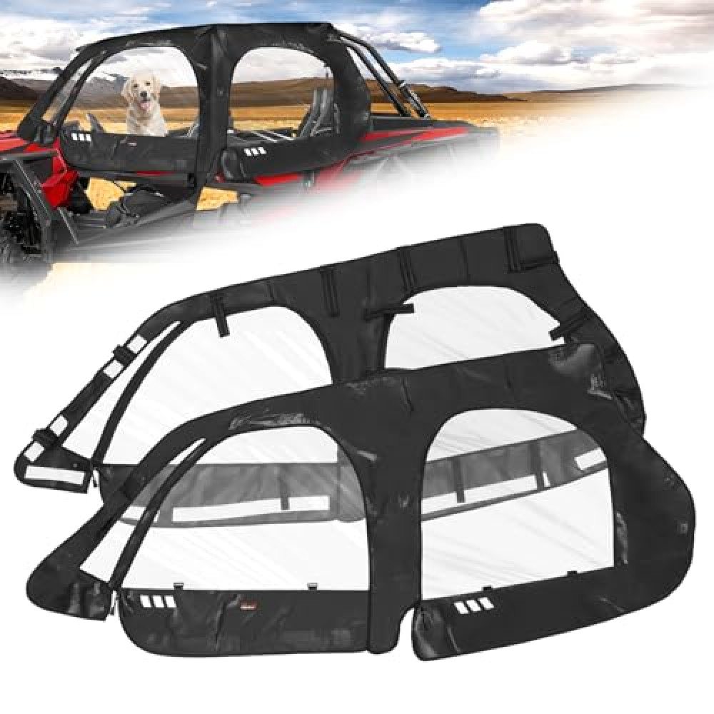 StarknightMT RZR XP4 1000 Cab Enclosure Upper Doors, 4 Seater Soft Side Windows With Zipper Vent Compatible With Polaris 2014-2023 RZR XP 4 1000/19-21 XP4 TURBO Accessories