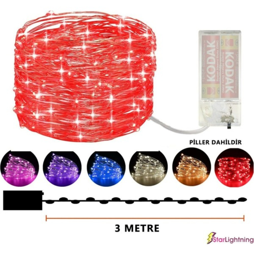Starlight 3 M Peri LED Çok Amaçlı Dekoratif Aydınlatma Gün Işığı - Kırmızı Led Aydınlatmalar Fiyatı