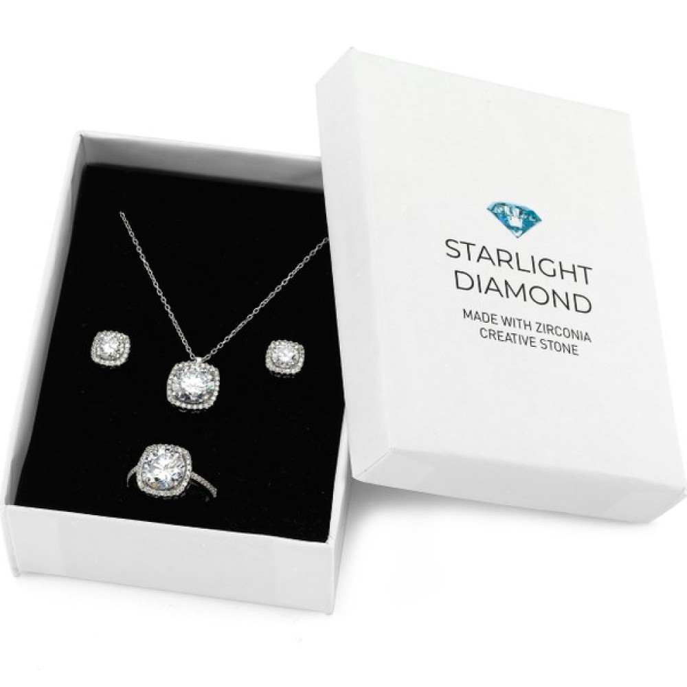 Starlight Diamond Kolye Küpe Yüzük 3'lü Gümüş Set - Starlight Diamond - 18 Gümüş Kolye Fiyatı