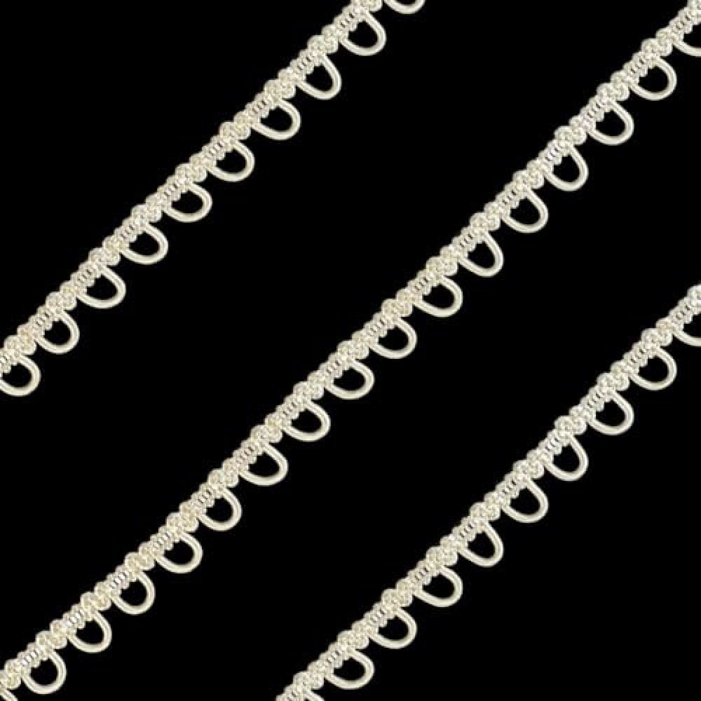 Starlight Trimmings 2 Yards of Petite Braid Trim Elastic Button Loop Ideal for Sewing, Wedding, Bridal Dresses, Costumes, and Crafts (Cream)